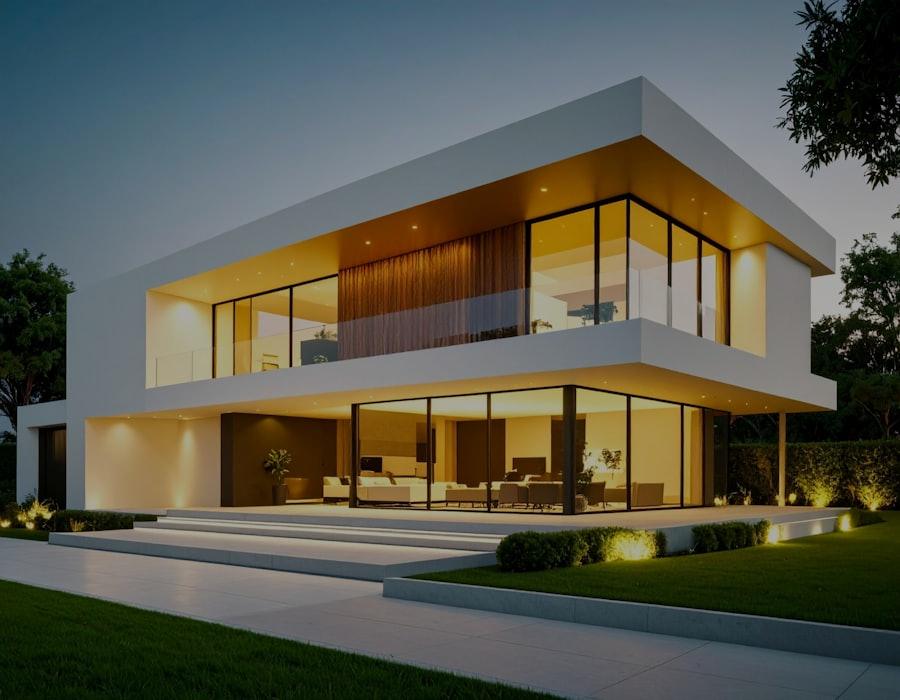 Seguro residencial — casa iluminada à noite